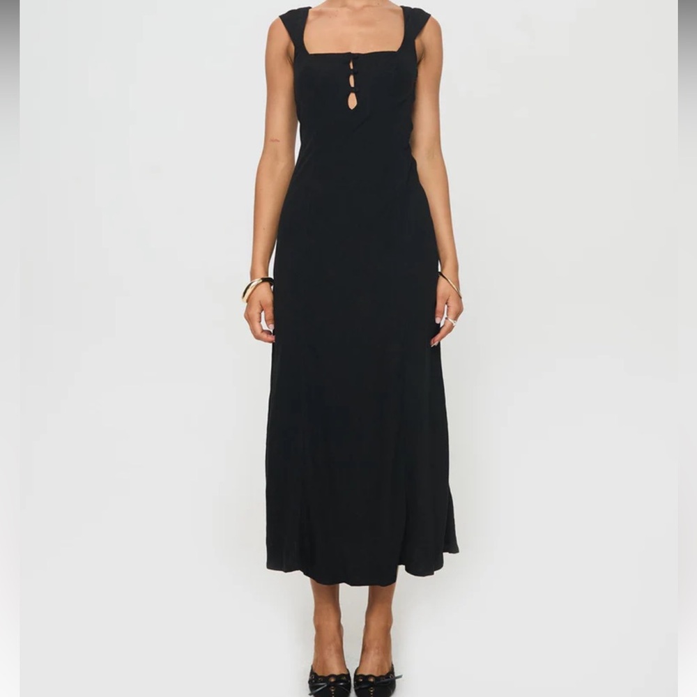 Princess Polly CHOSEN GIRL LINEN BLEND MIDI DRESS BLACK - Picture 8 of 10